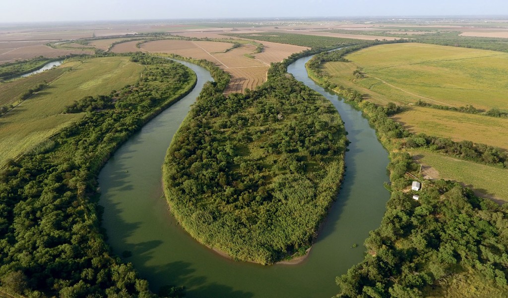 Aerial view of the Rio Grande preserve near Raptor Roost