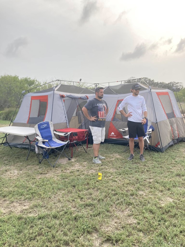 Tent camping setup at Raptor Roost